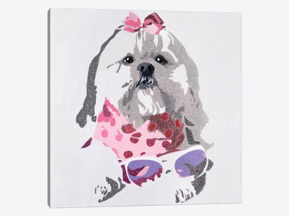 Beausy Bear In Pink by Julie Ahmad 1-piece Canvas Art