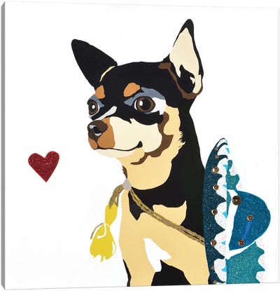 Fidget Wigglesworth With A Blue Sombrero Canvas Art Print - Chihuahua Art