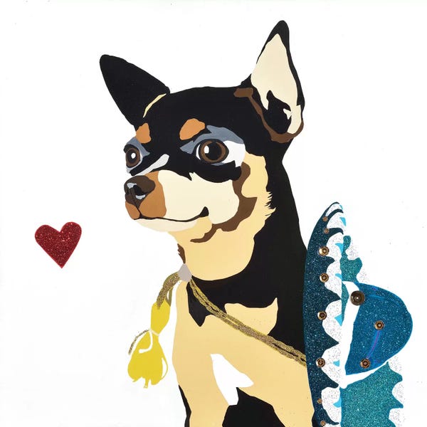 Chihuahuas: Fidget Wigglesworth With A Blue Sombrero by Julie Ahmad