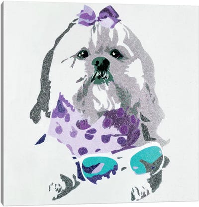 Beausy Bear In Purple Canvas Art Print - Julie Ahmad