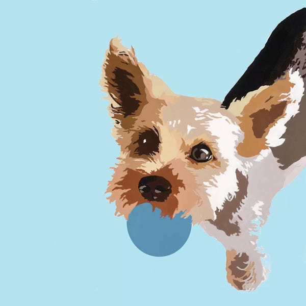 Terriers: Rex On Light Blue by Julie Ahmad