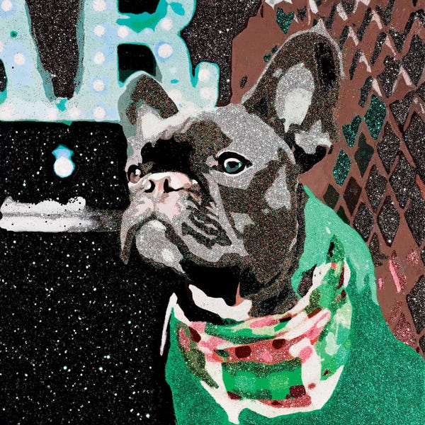 French Bulldogs: Biggie In Green by Julie Ahmad