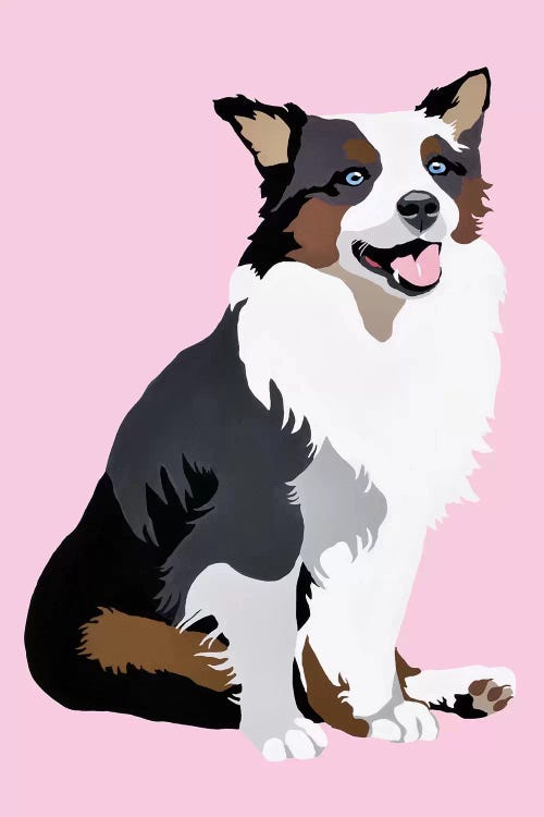 Woof On Pink by Julie Ahmad wall art