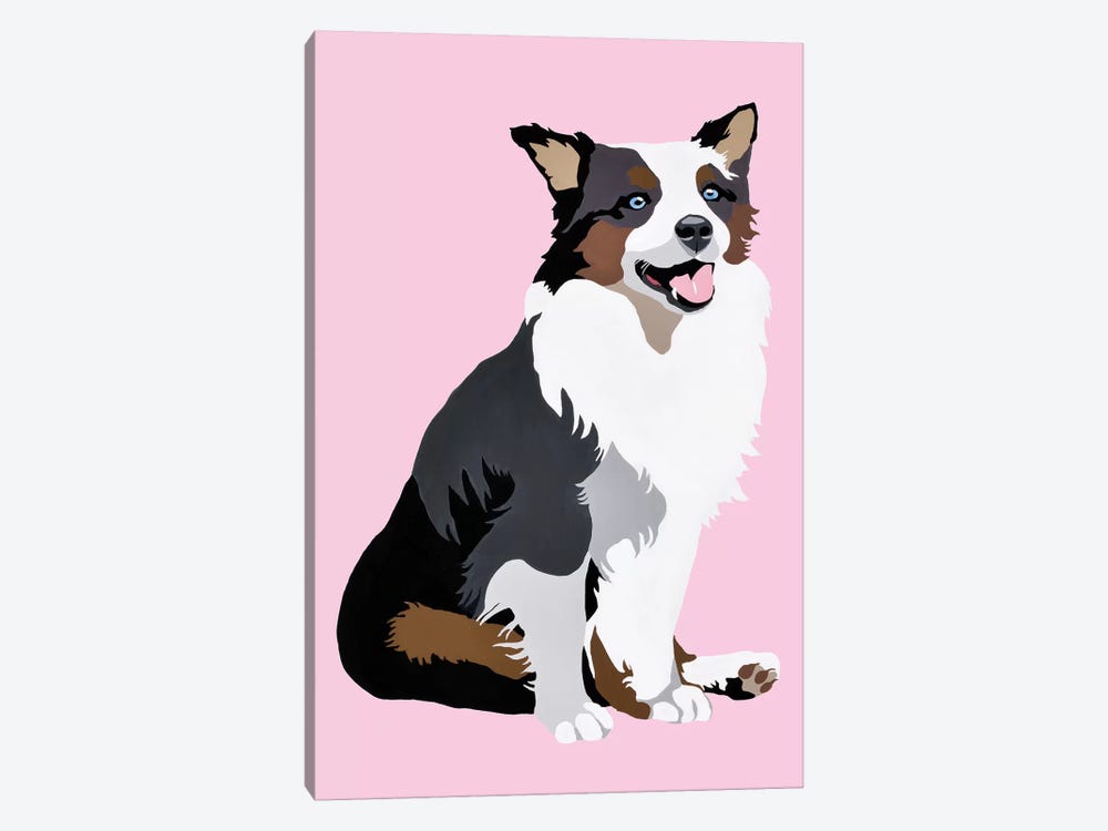 Woof On Pink by Julie Ahmad 1-piece Canvas Art