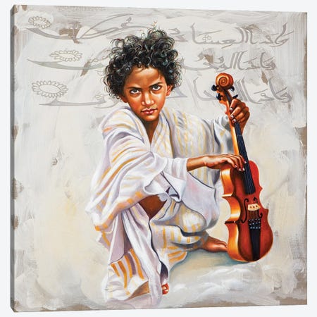The Violin Player Canvas Print #AHN55} by Ali Hassoun Canvas Artwork