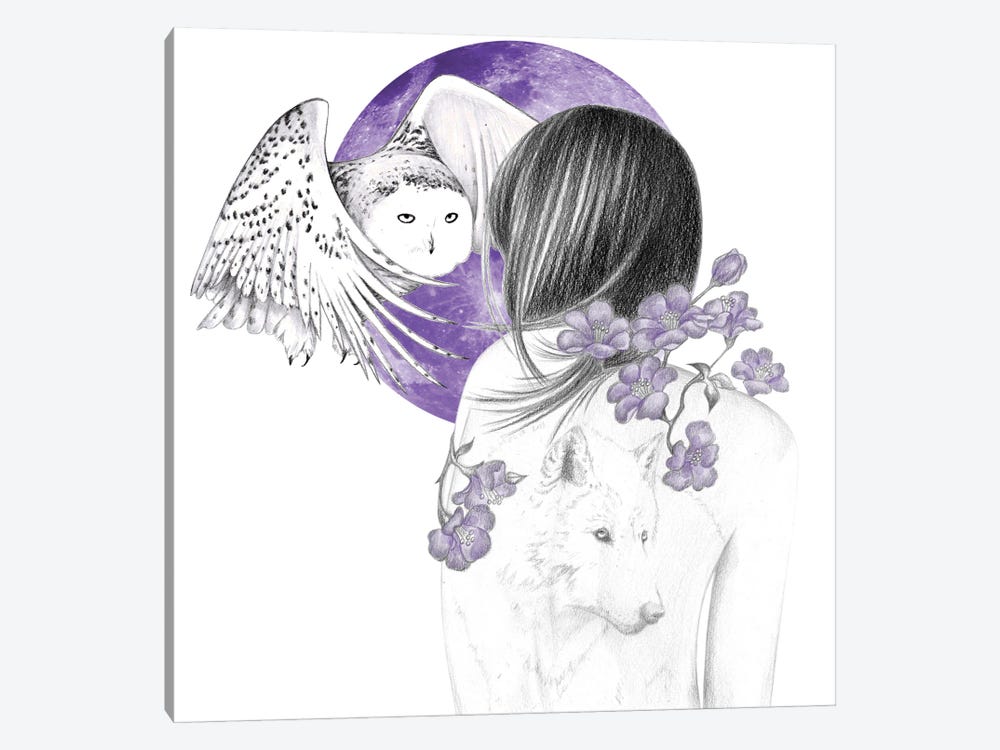 Purple Moon 1-piece Canvas Print