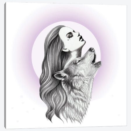 Howling Canvas Print #AHR115} by Andrea Hrnjak Canvas Wall Art