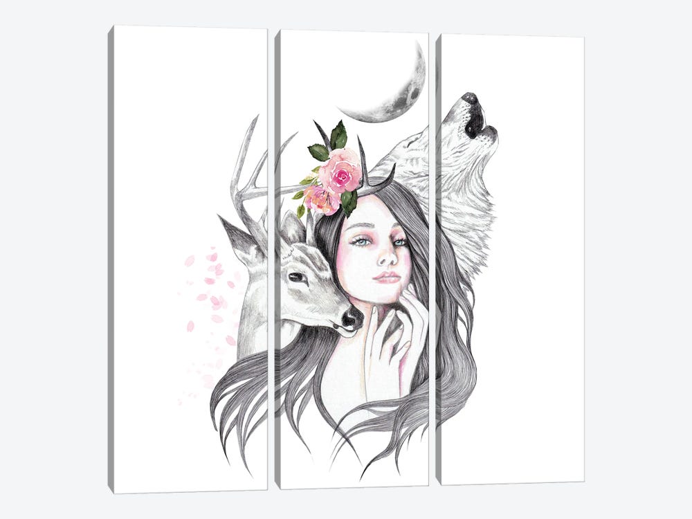 Forest Witch by Andrea Hrnjak 3-piece Canvas Art Print