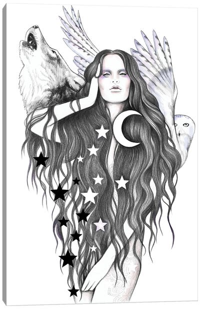 Moon Witch Canvas Art Print - Andrea Hrnjak