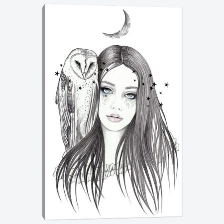 Barn Owl Canvas Print #AHR143} by Andrea Hrnjak Canvas Wall Art