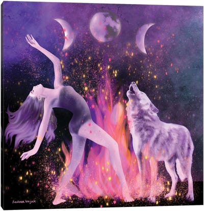 In Flames Canvas Art Print - Witch Art