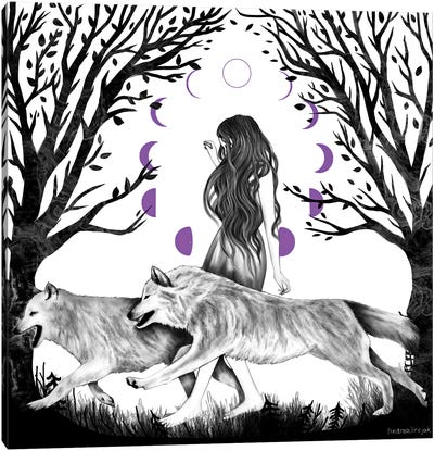 Running With The Wolves Canvas Art Print - Witch Art