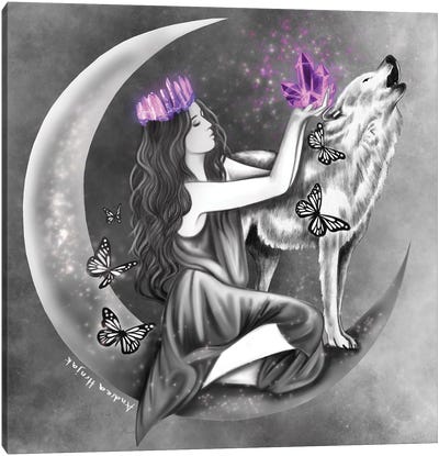Moon Crystal Canvas Art Print - Witch Art