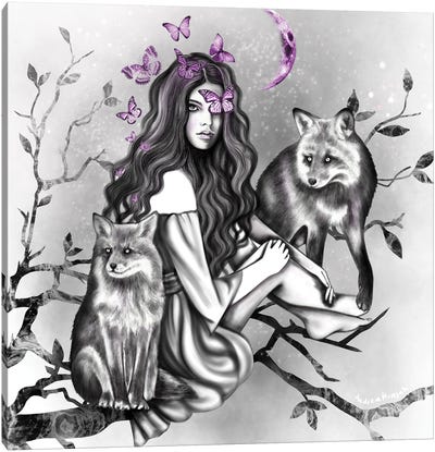 Magic Foxes Canvas Art Print - Witch Art