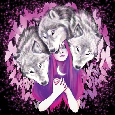 Company Of Wolves by Andrea Hrnjak framed canvas print