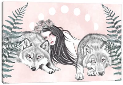 Wolves Together Canvas Art Print - Andrea Hrnjak