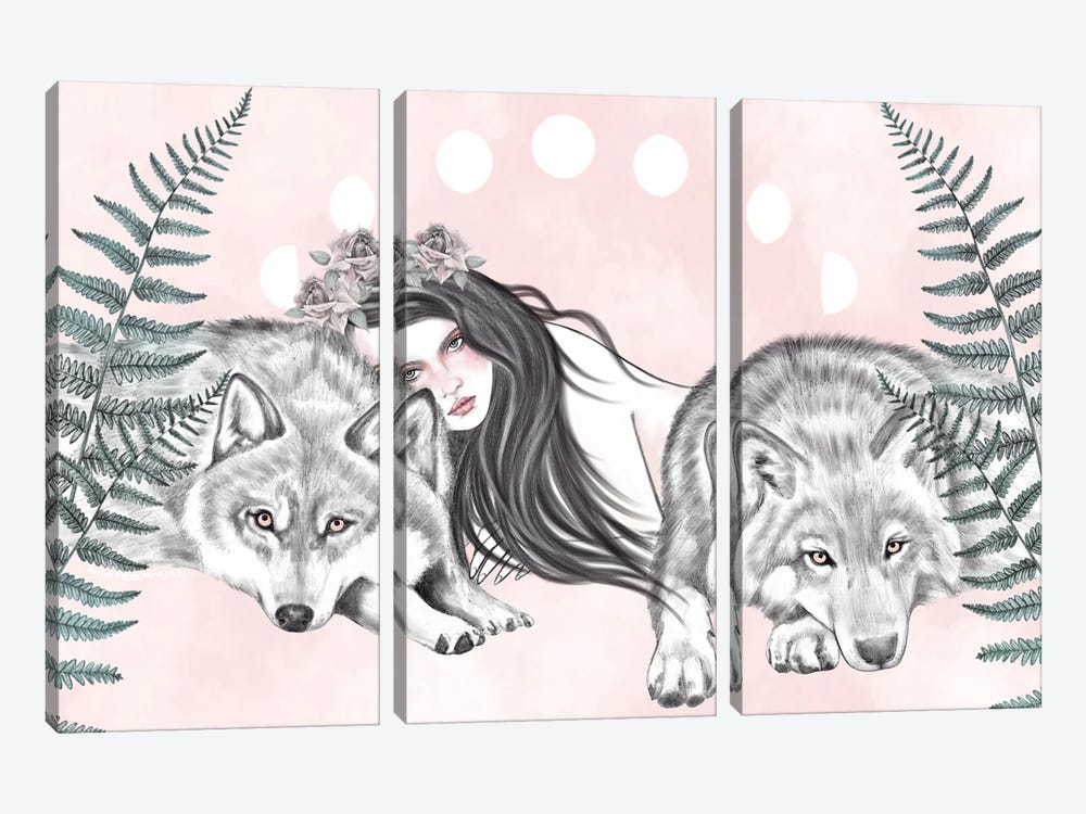 Wolves Together by Andrea Hrnjak 3-piece Canvas Print