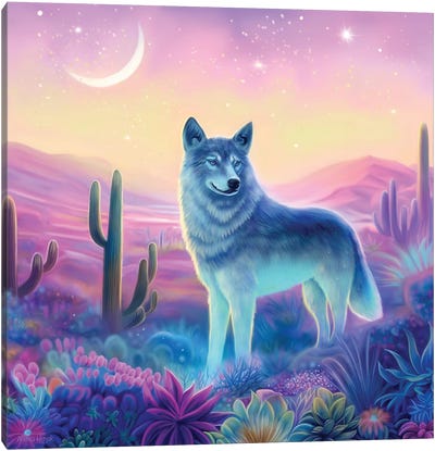 Desert Guardian Canvas Art Print - Crescent Moon Art