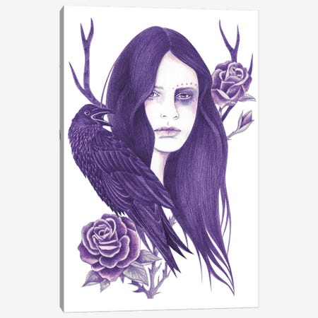 Raven Canvas Print #AHR29} by Andrea Hrnjak Canvas Wall Art
