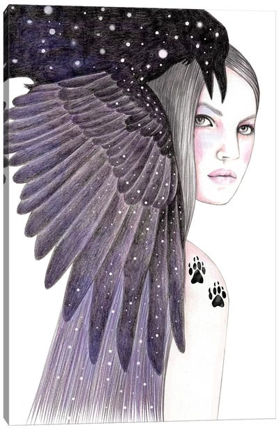 Black Bird Canvas Art Print - Andrea Hrnjak