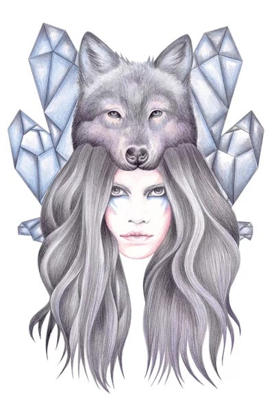 She Wolf by Andrea Hrnjak framed canvas print