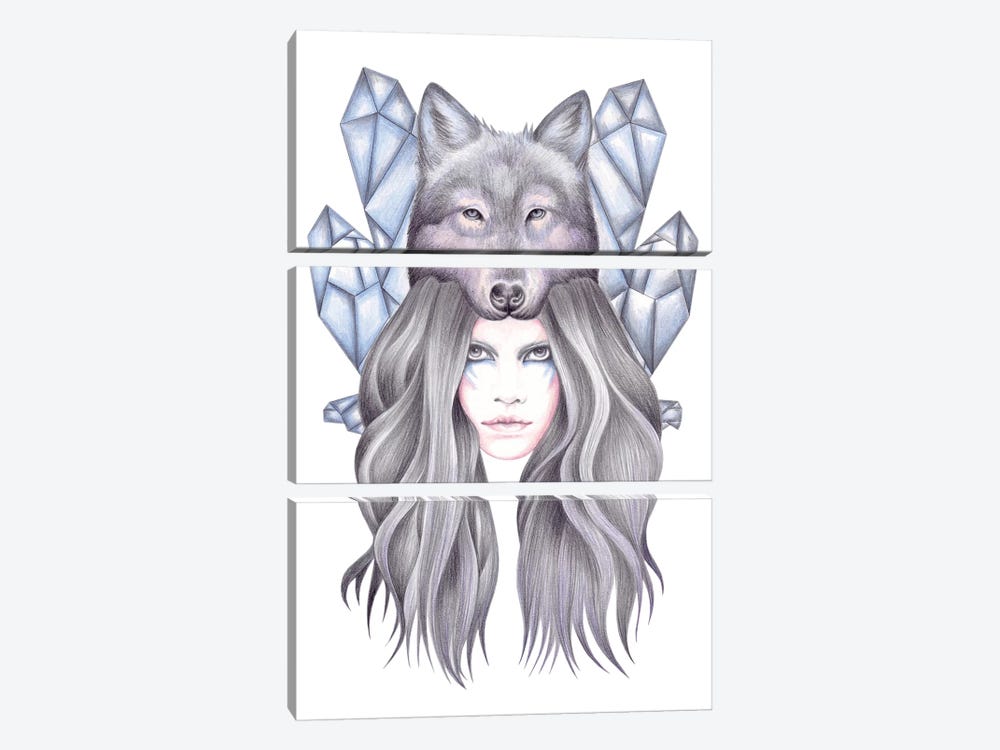 She Wolf by Andrea Hrnjak 3-piece Canvas Art Print