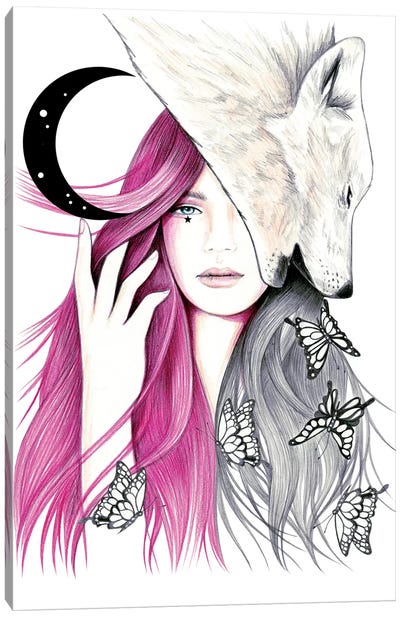 Wolf Butterfly Canvas Art Print - Andrea Hrnjak