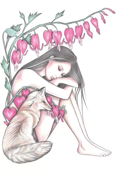 Bleeding Hearts by Andrea Hrnjak framed canvas print