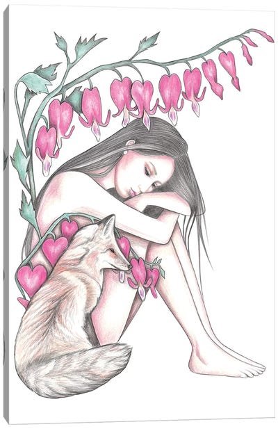 Bleeding Hearts Canvas Art Print - Fox Art