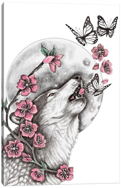 Call Of The Wolf Canvas Art Print - Embellished Animals