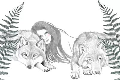 Wolf Pack II by Andrea Hrnjak framed canvas print