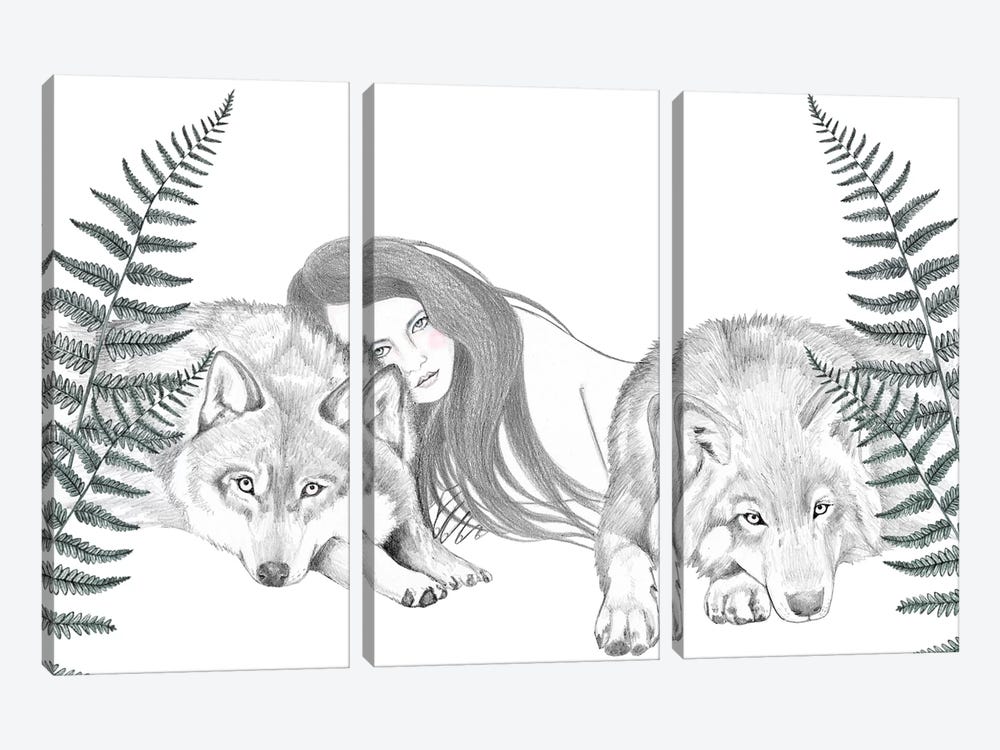 Wolf Pack II by Andrea Hrnjak 3-piece Canvas Print