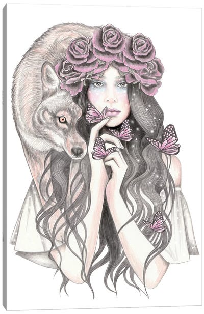 Shadow Wolf Canvas Art Print - Andrea Hrnjak