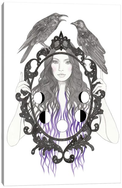 Magic Mirror Canvas Art Print - Crow Art