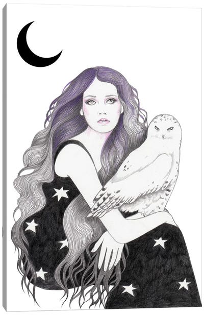 White Owl Canvas Art Print - Andrea Hrnjak