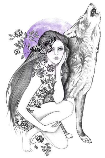 Night Of The Wolf by Andrea Hrnjak framed canvas print