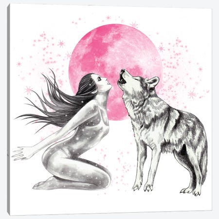Pink Moon Magic Canvas Print #AHR95} by Andrea Hrnjak Canvas Wall Art