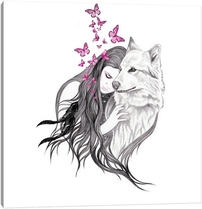Moon Child Canvas Art Print - Wolf Art