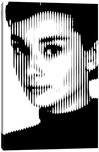 Audrey Hepburn II Canvas Art Print - Black & White Pop Culture Art
