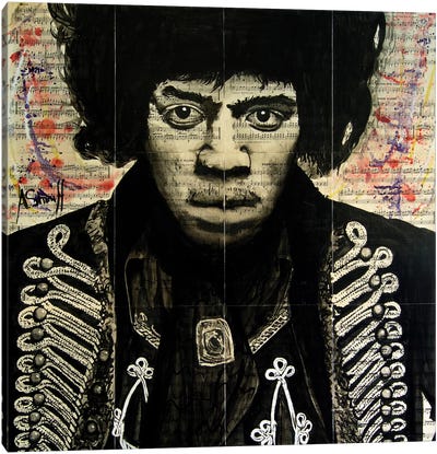 Hendrix II Canvas Art Print - R&B & Soul Music Art
