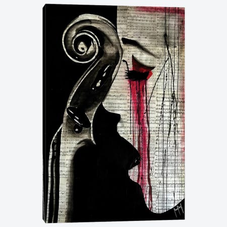 Woman Cello Canvas Print #AHS46} by Ahmad Shariff Canvas Wall Art