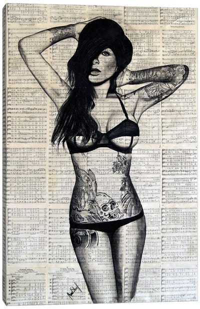 Girl With Tattoos Canvas Art Print - Book Illustrations 