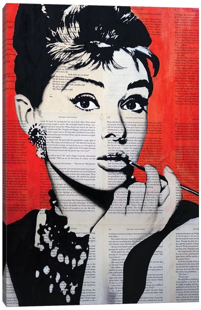 Audrey Hepburn Canvas Art Print - Book Illustrations 