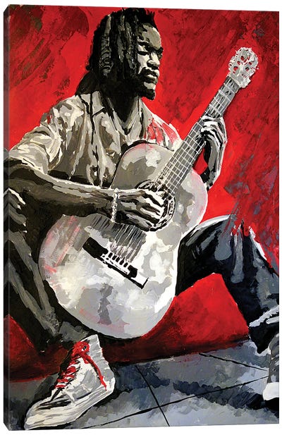 Jazz Player Canvas Art Print - Guitar Art