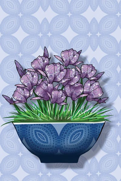 Blue Pot Magnolia by Ann Hutchinson art print