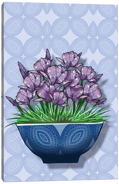Blue Pot Magnolia Canvas Art Print - Ann Hutchinson