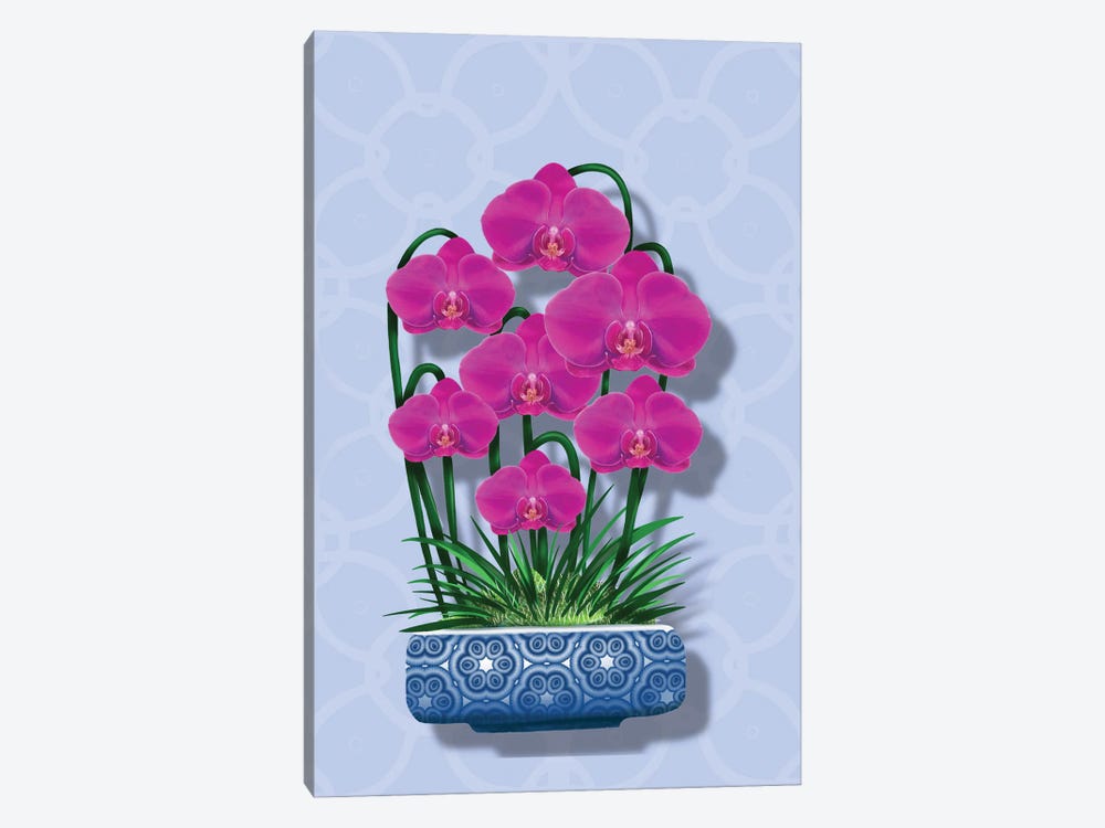 Blue Pot Orchid by Ann Hutchinson 1-piece Canvas Artwork