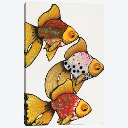 3 Goldfish Canvas Print #AHT1} by Ann Hutchinson Art Print