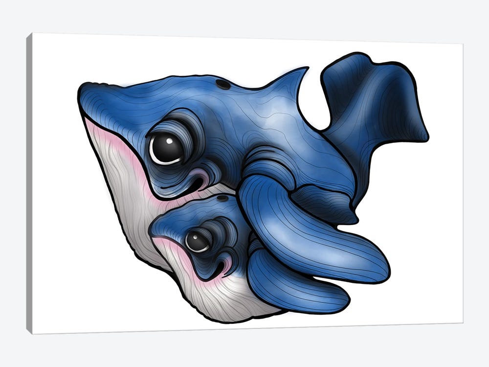 Blue Whale And Calf by Ann Hutchinson 1-piece Canvas Print