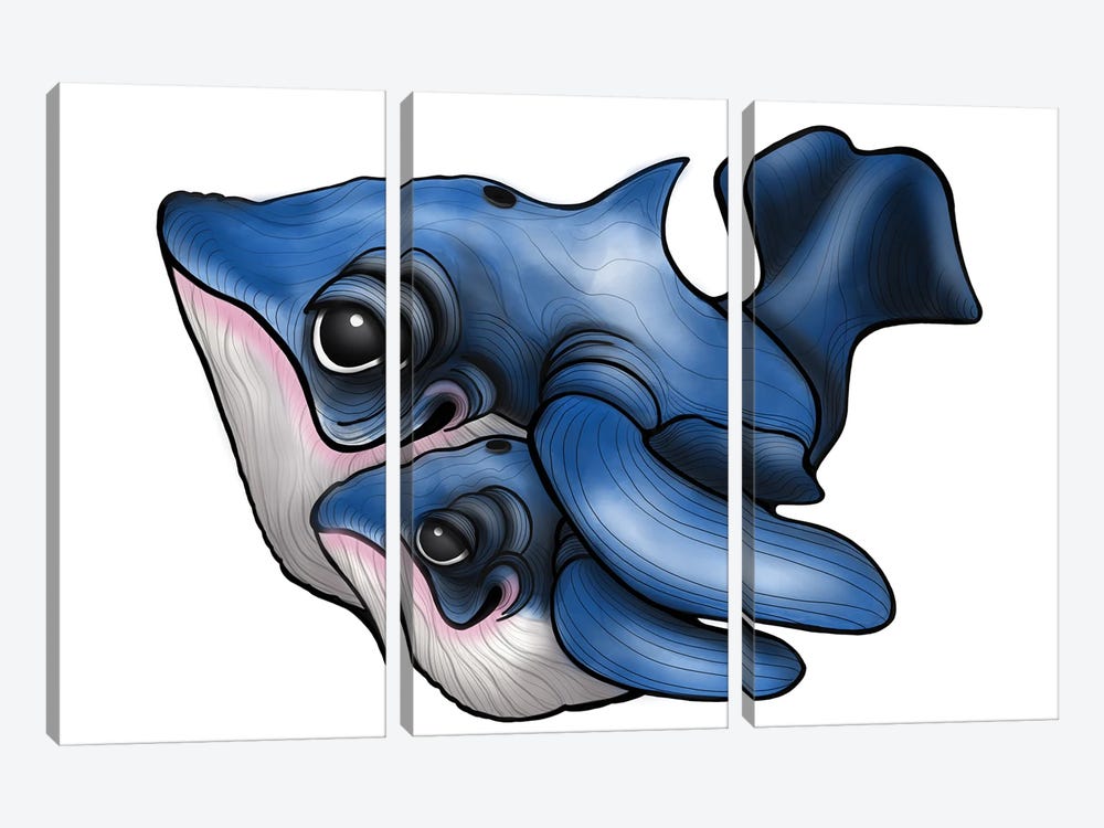 Blue Whale And Calf by Ann Hutchinson 3-piece Art Print